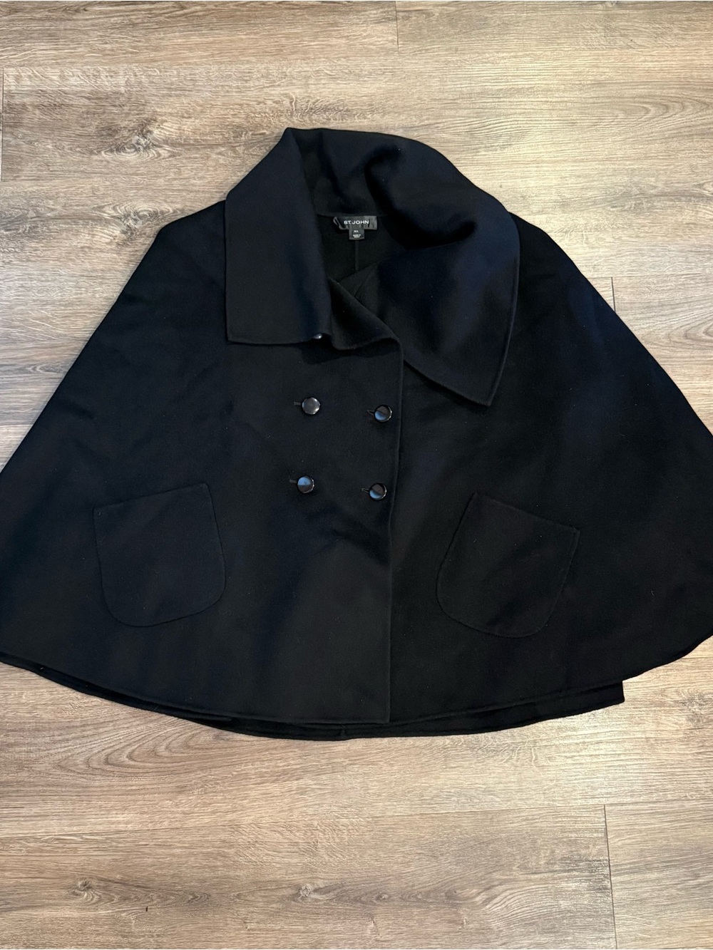 St. John Black Wool Blend Cape Jacket Size M/L